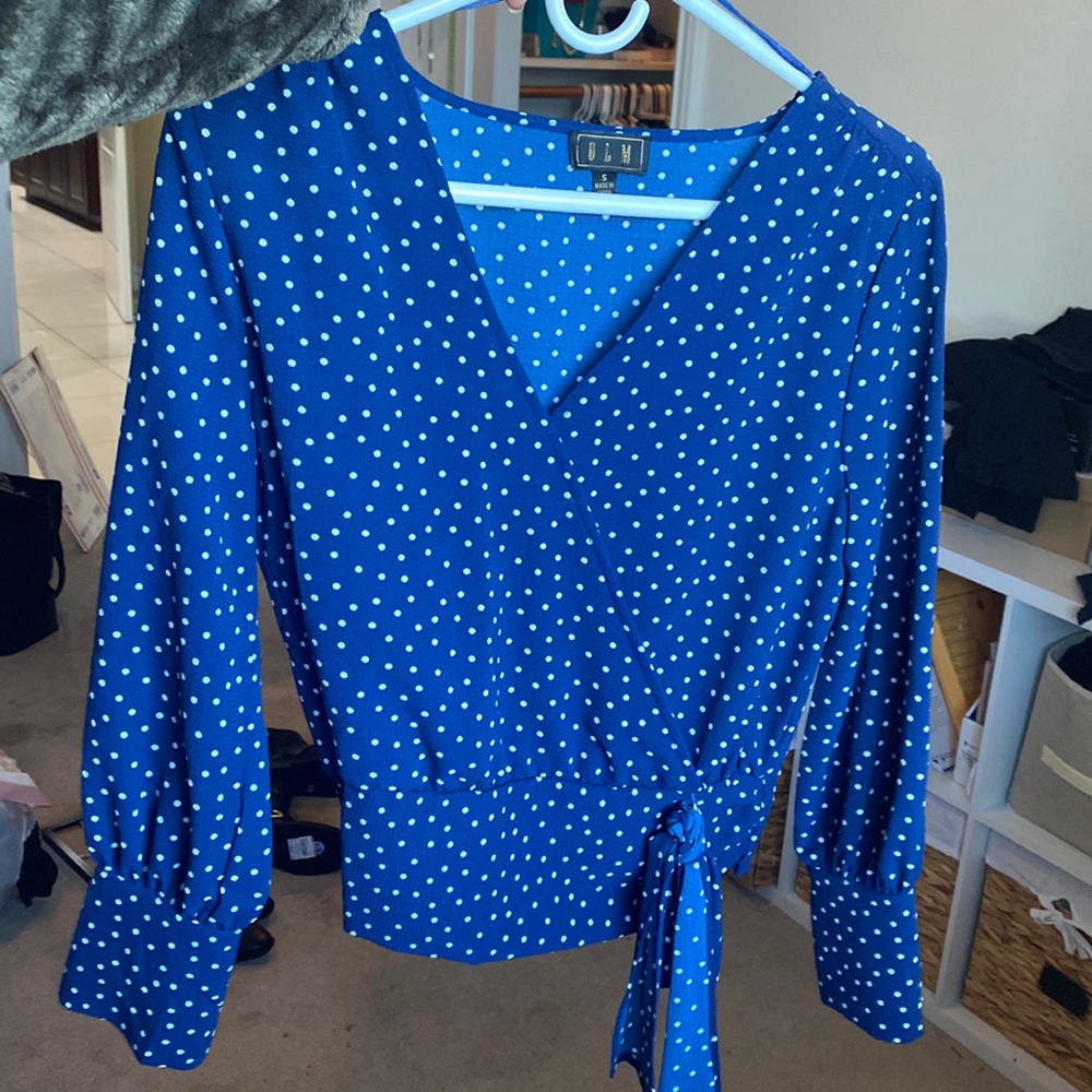 Blue Polka Dot Long Sleeve Shirt